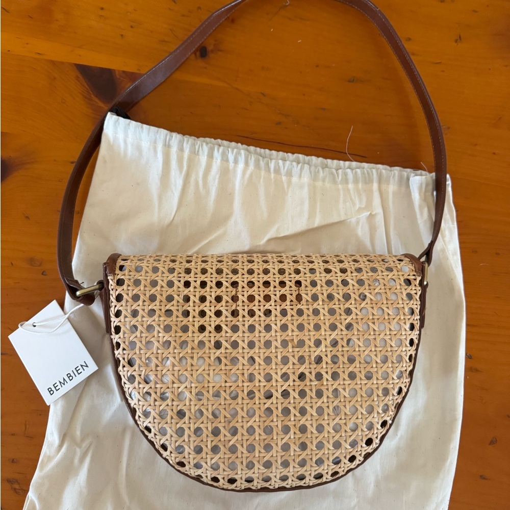 Bembien Beige and Brown Woven Shoulder Bag